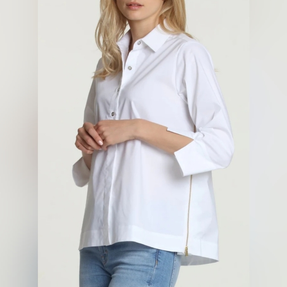 Hinsen Wu Tops - Hinson Wu White Cotton Blend Button Front Oversized Savannah shirt SZ XL